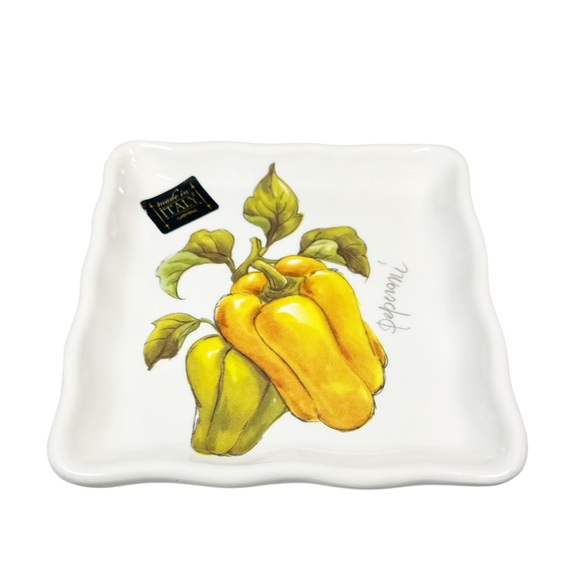 NEW EFFETTI Italy Square BELL PEPPER Appetizer Serving Plate - Picture 2 of 5